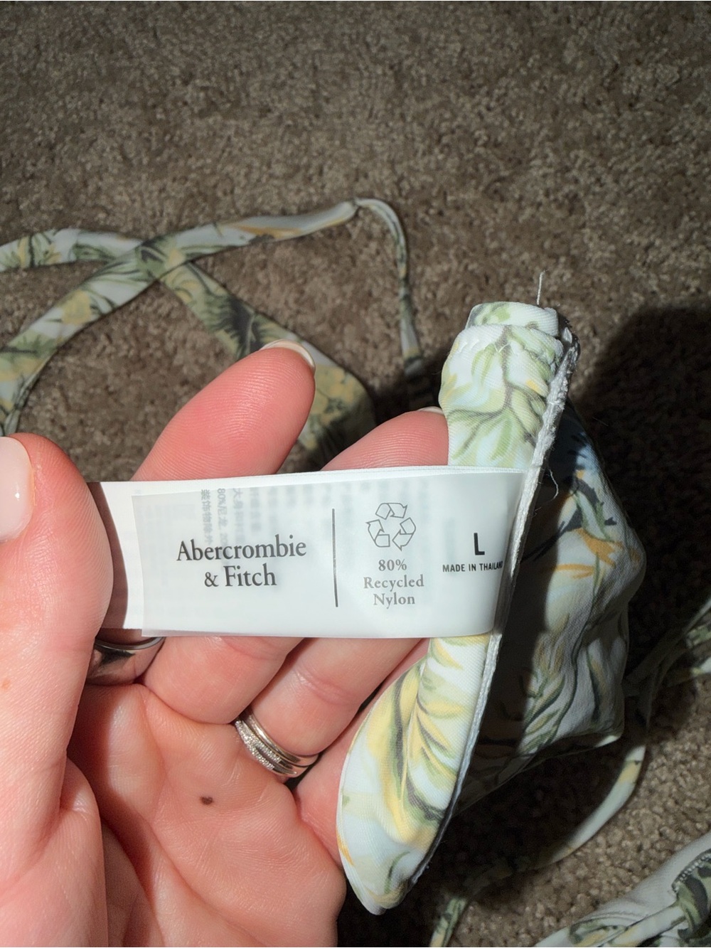 Abercrombie Floral Halter One-Piece Swimsuit in Yellow & Green - Picture 2 of 3